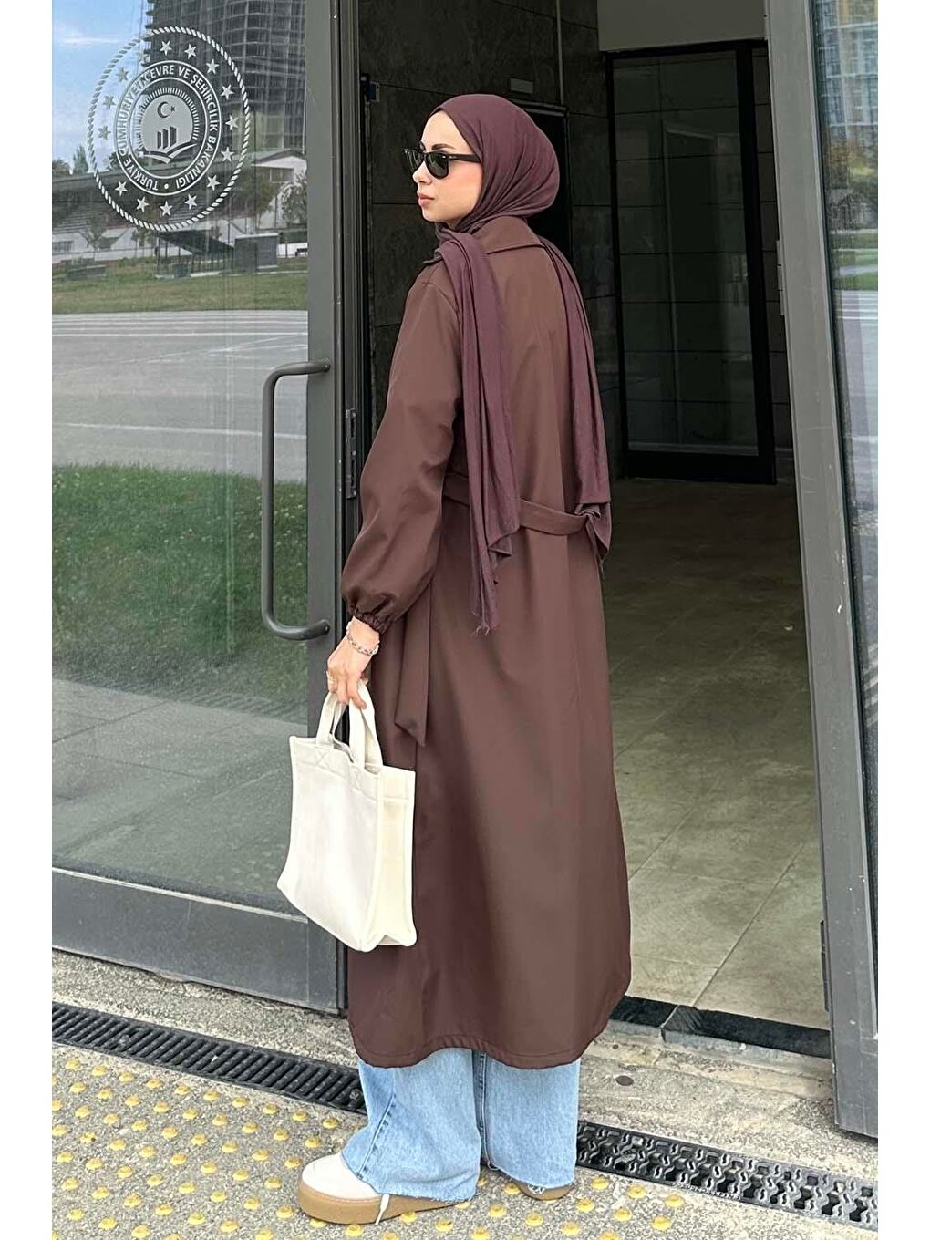 Kol Elastik Detaylı Trençkot Kahverengi-1