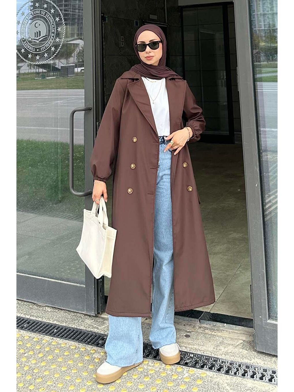 Kol Elastik Detaylı Trençkot Kahverengi-2