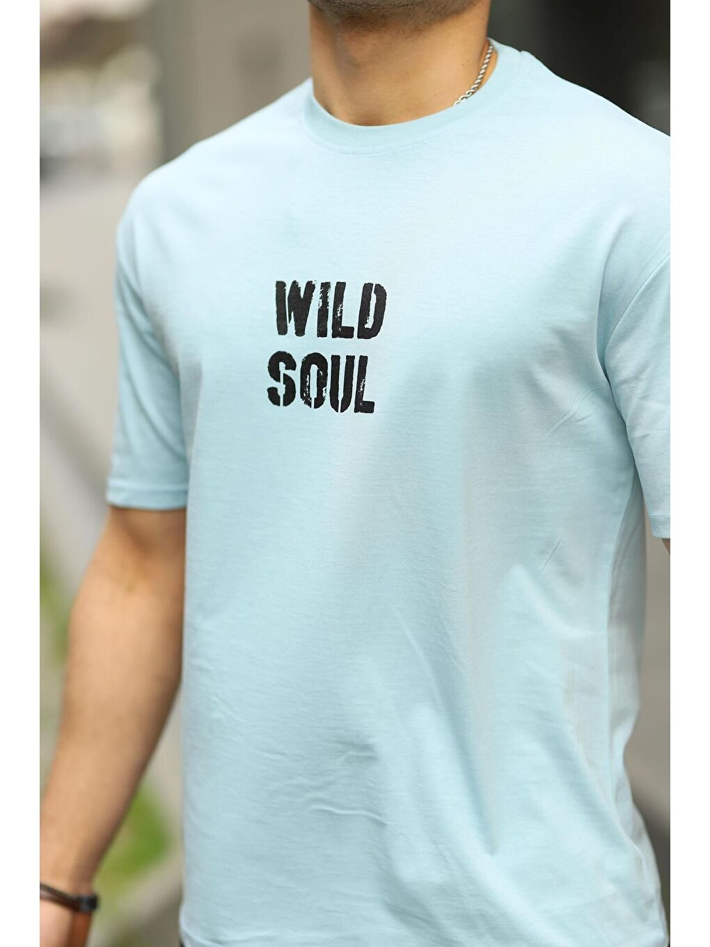 Mavi Erkek Wild Soul Baskılı Oversize Tshirt-1