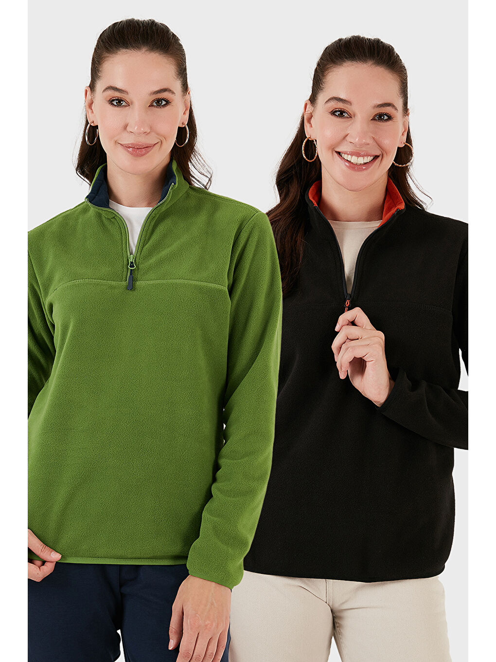 Yeşil Slim Fit Yumuşak Dokulu Anti-Pilling Tüylenme Yapmayan 2'li Paket Polar 5907000S2