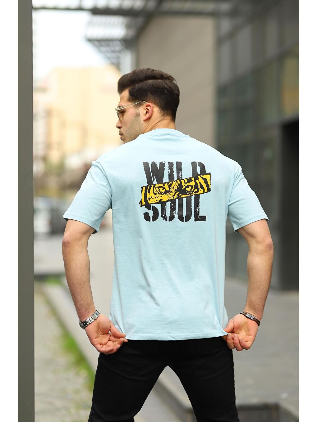 Mavi Erkek Wild Soul Baskılı Oversize Tshirt-2