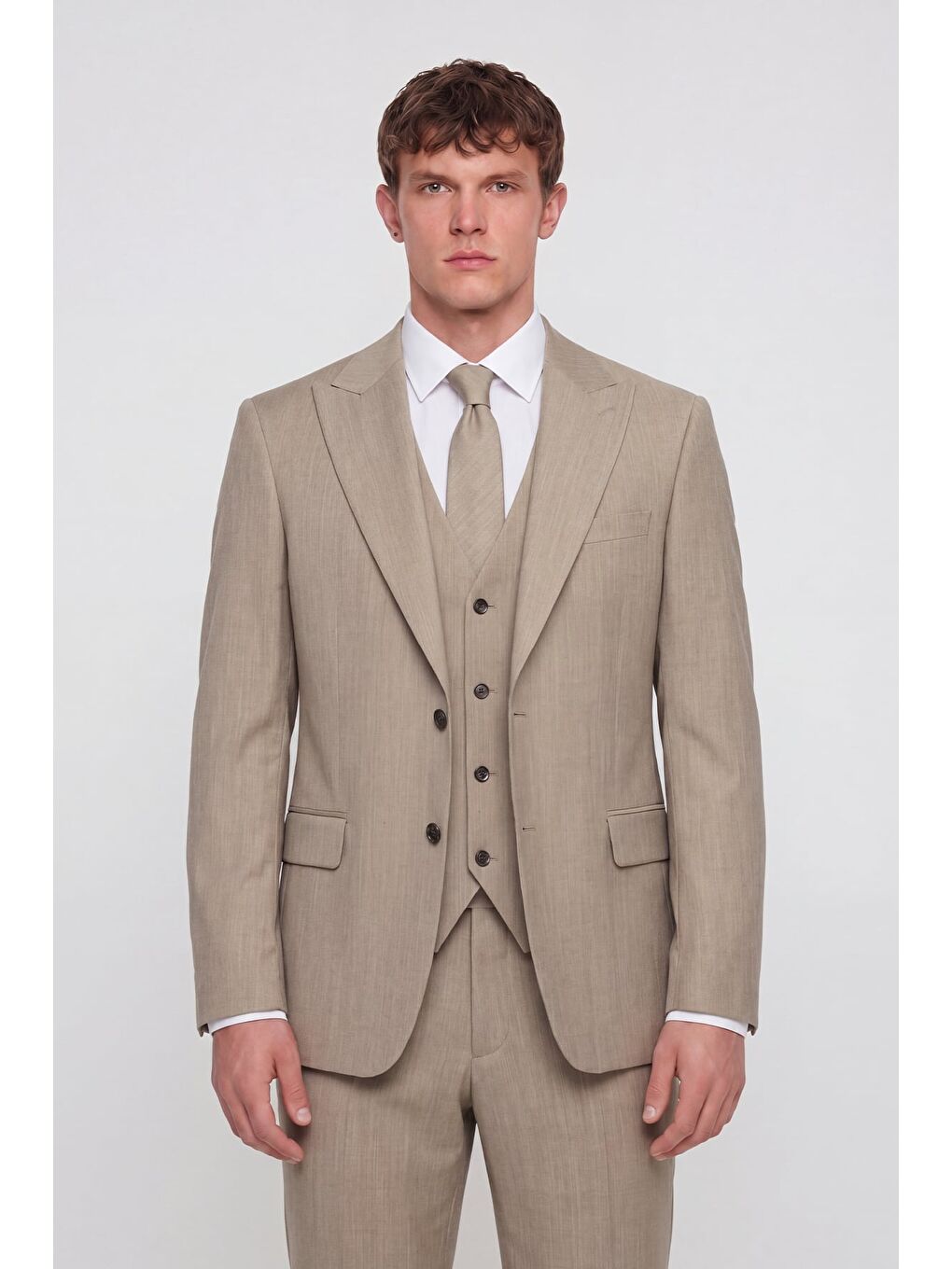 Açık Bej Vest Suit Prnt