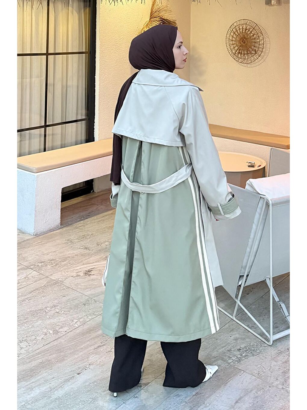 Şerit Detay Kuşaklı Trenç Çağla Yeşili-3