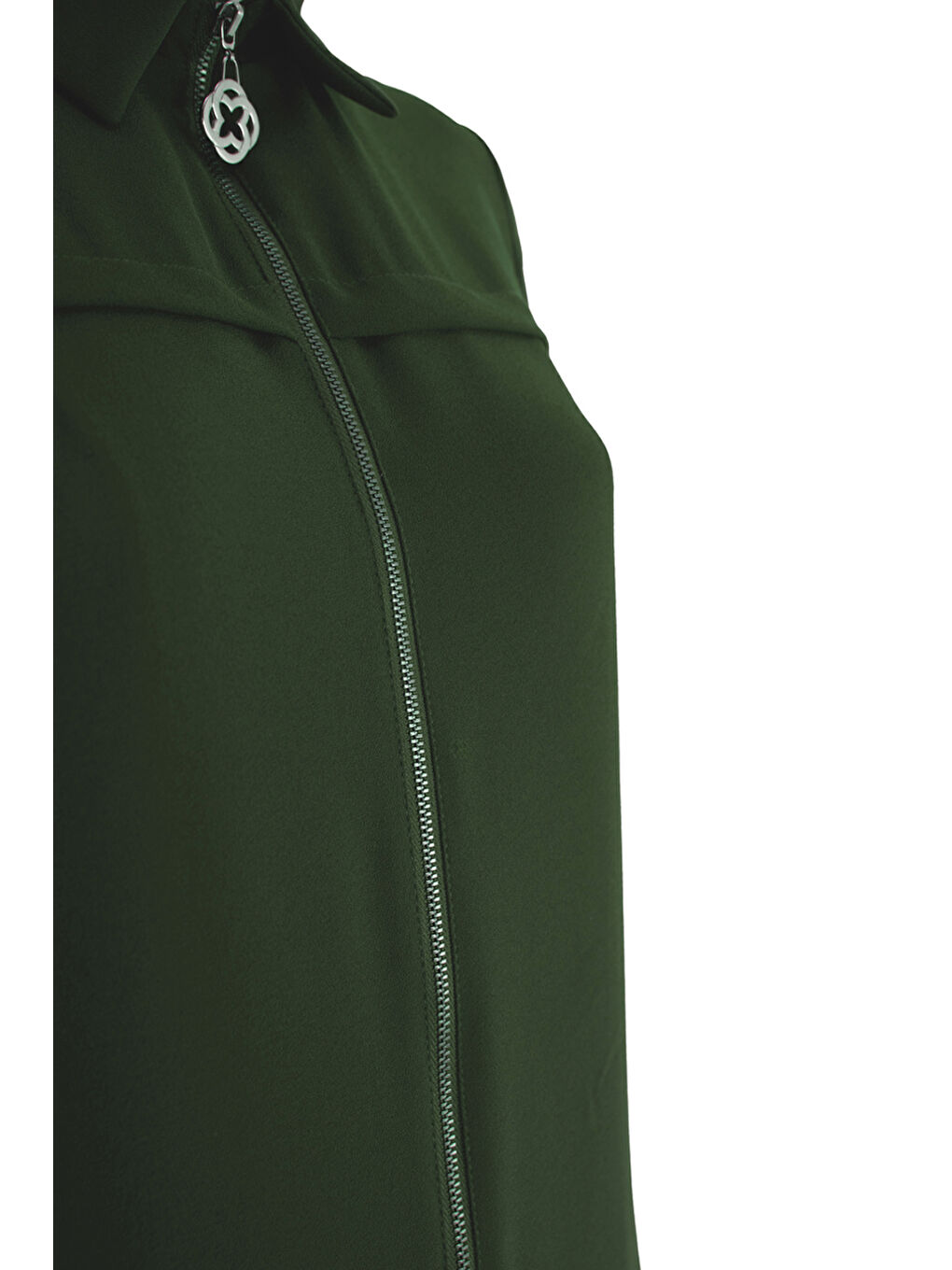 Yeşil Anler Detaylı Fermuarlı Ferace-1