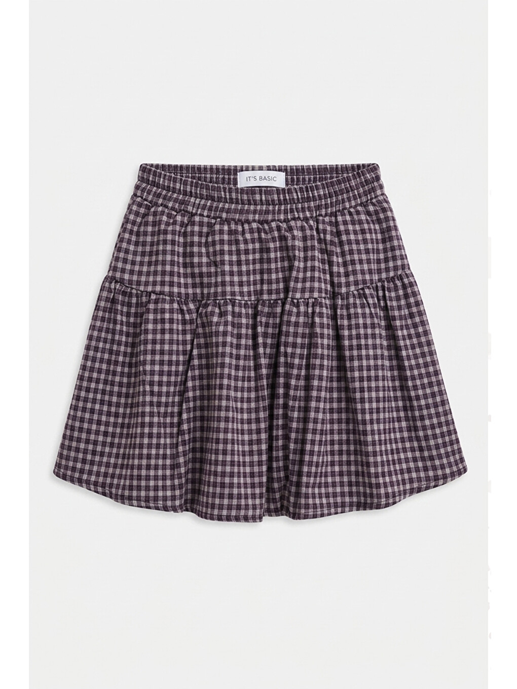 Kadın Mor Ekose Mini İçi Şortlu Etek-5