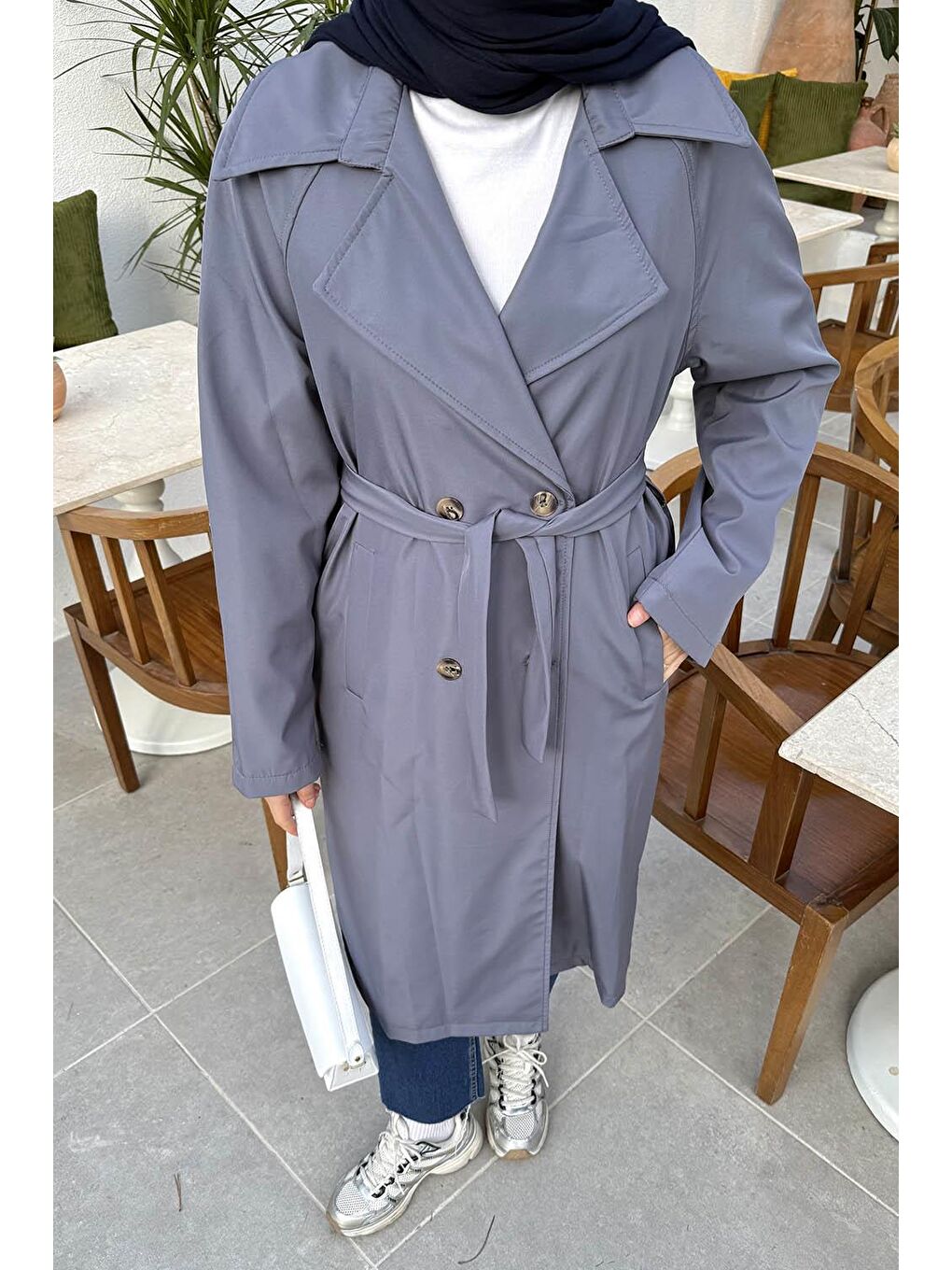 Kolu Katlamalı Trenç Antrasit-2