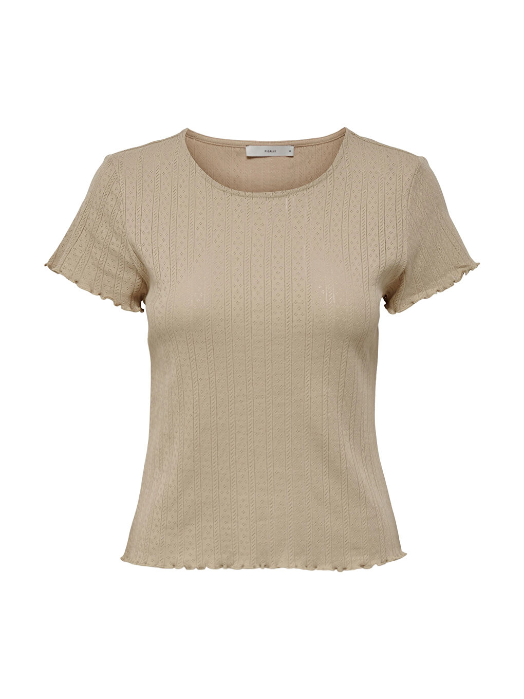 Bej Onlcarlotta % 100 Pamuk Slim Fit Yuvarlak Yaka Kadın T Shirt 15256154-2