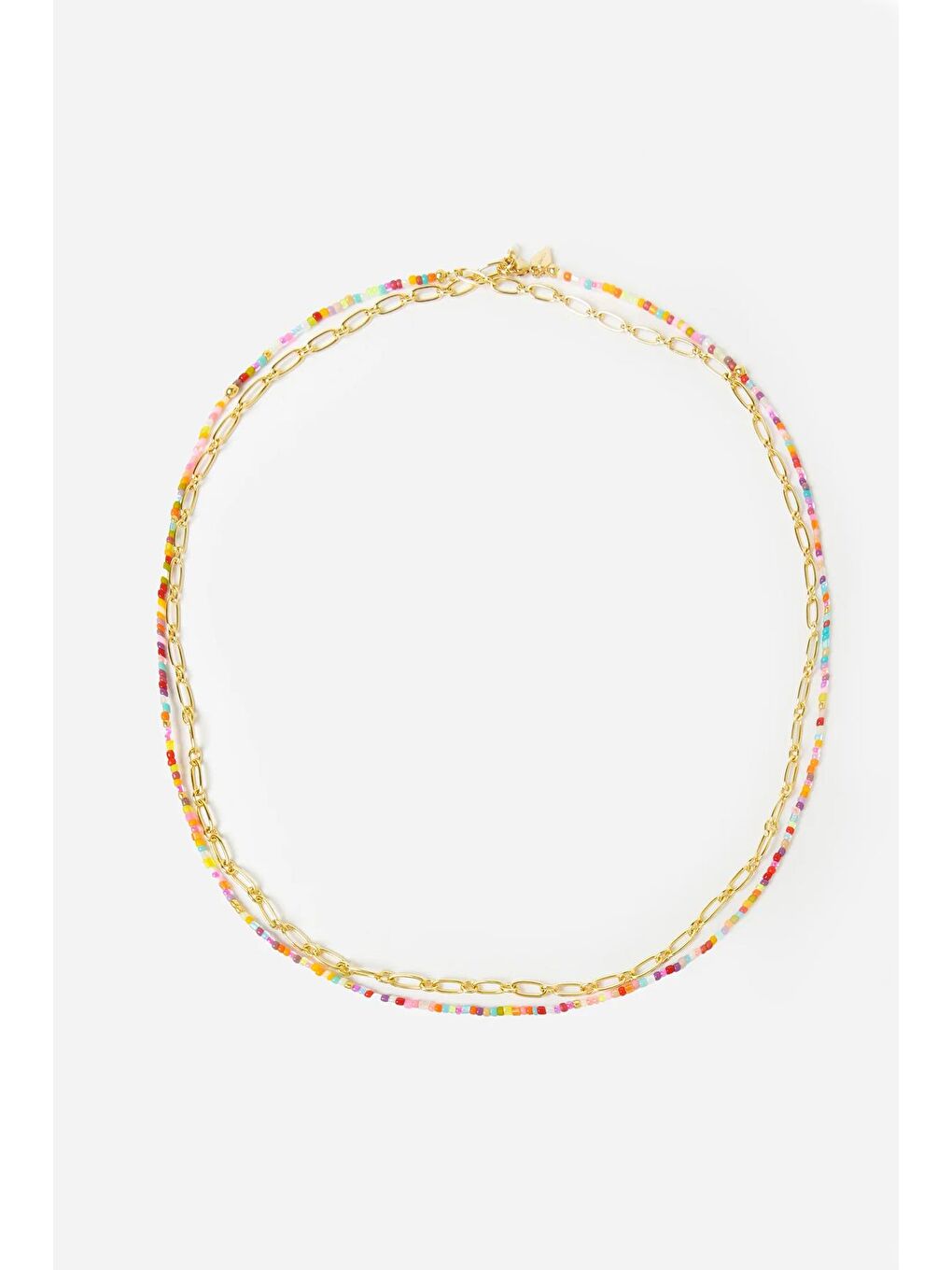 Karışık 2'li Geçmeli Zincir Boncuk Kolye