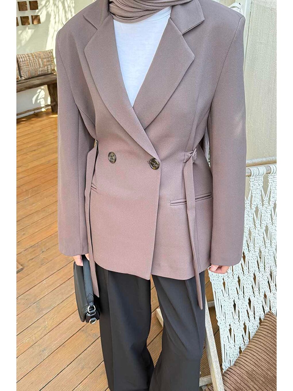 Yandan Bağlamalı Ceket Kahverengi-2