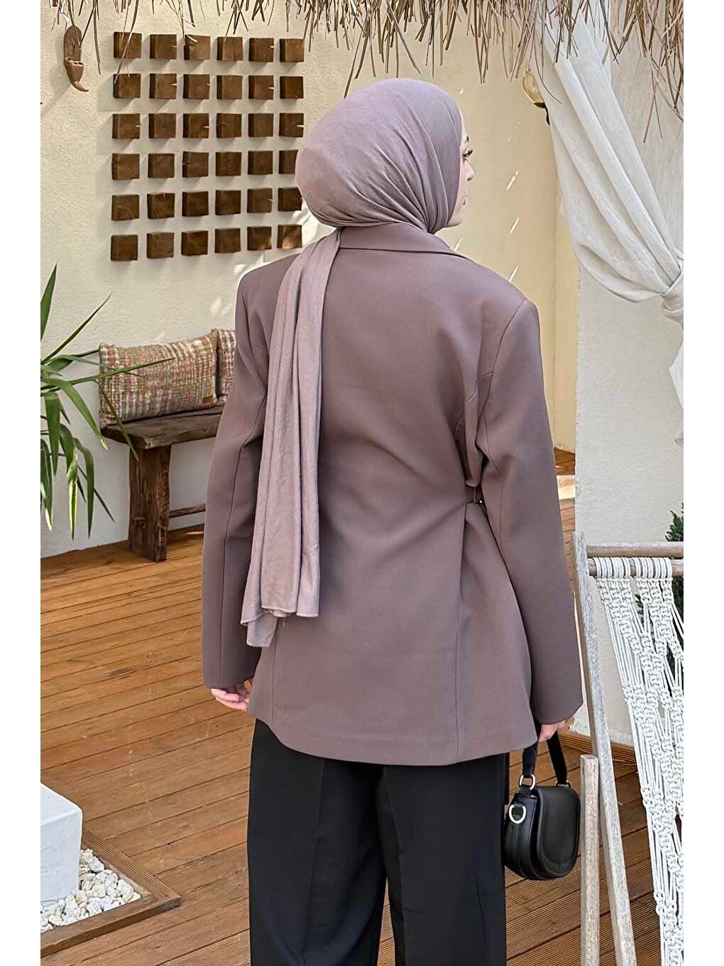 Yandan Bağlamalı Ceket Kahverengi-3