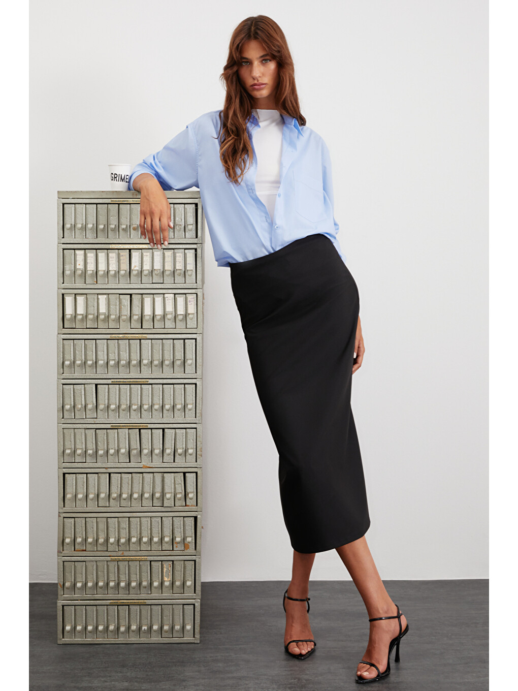Celıa Kadın %100 Organik Pamuklu Oversize Fit Bol Kesim Tek Cepli Dokuma Mavi Gömlek-2