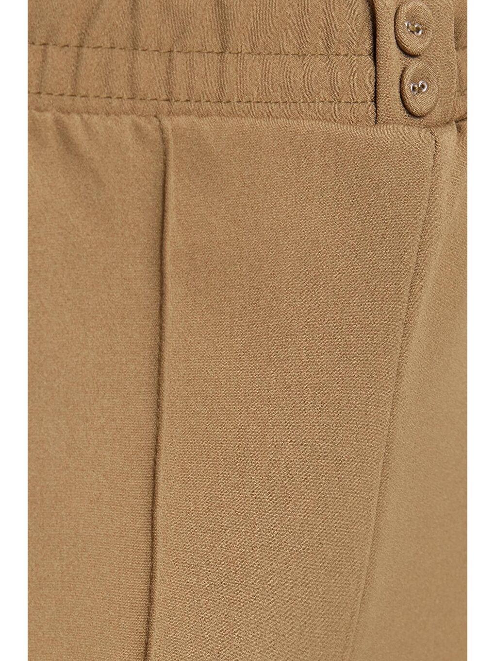 Kadın Relax Fit Rahat Kesim Yüksel Bel Düz Paça Beli Lastikli Haki Pantolon-5