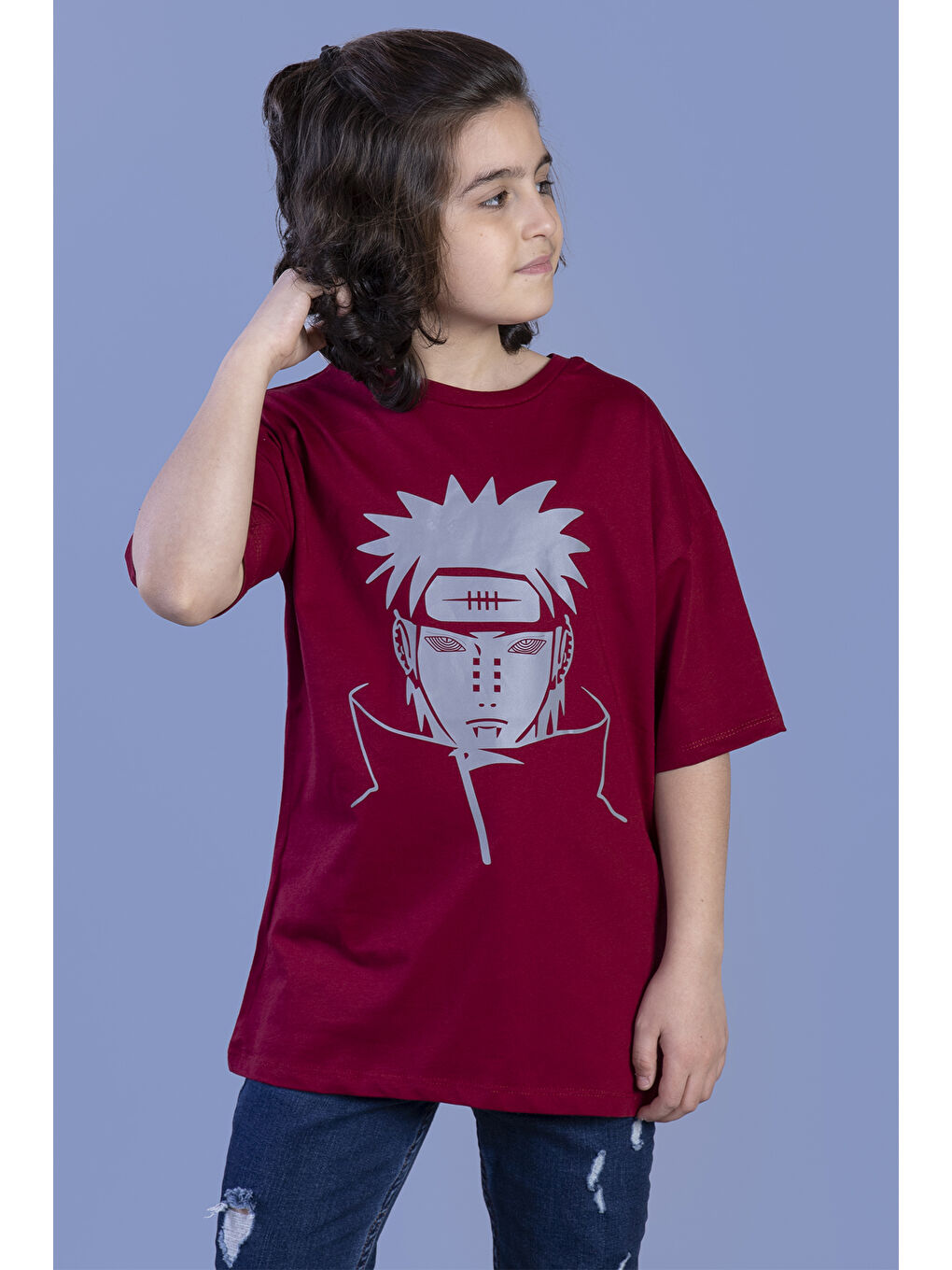 Bordo Unisex Çocuk Reflektör Baskılı Tişört