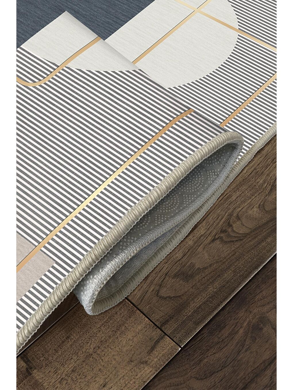 Gri Dekoratif Özel Tasarım Yıkanabilir, Modern Halı  120x180-4