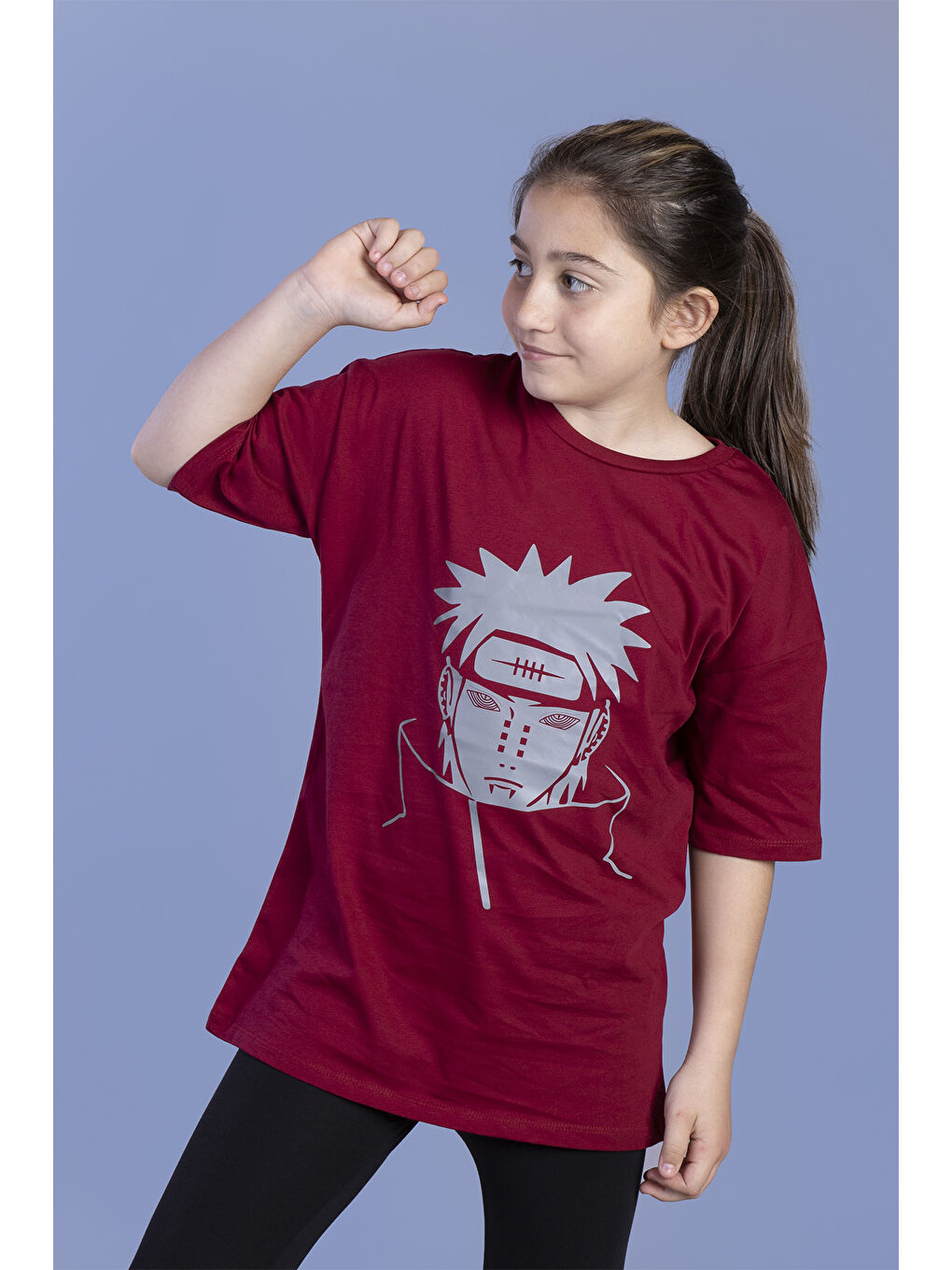 Bordo Unisex Çocuk Reflektör Baskılı Tişört-1