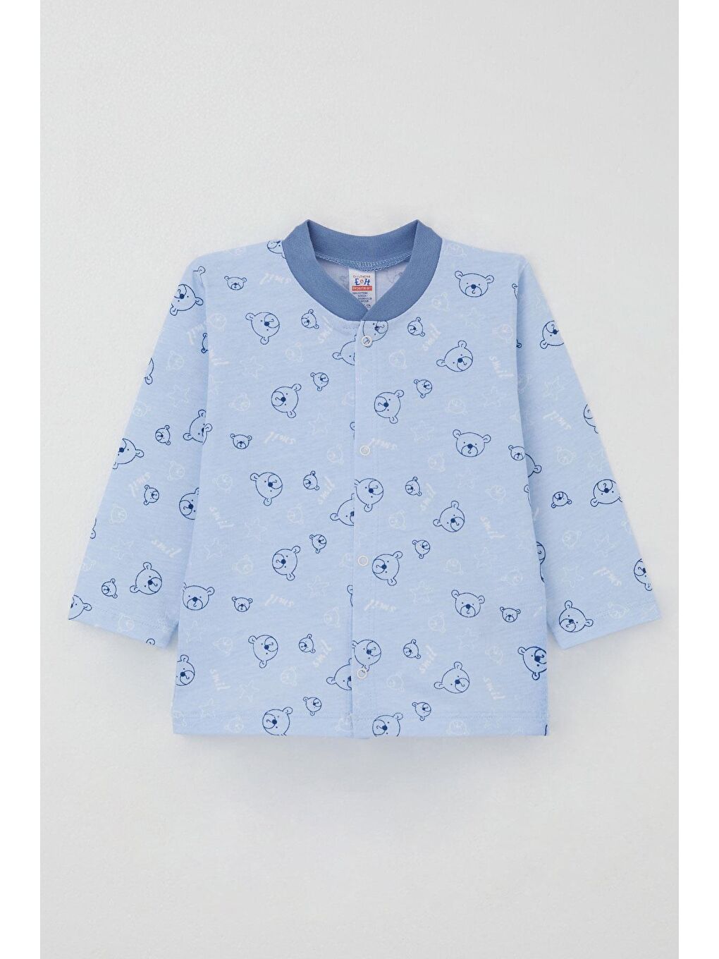 Erkek Bebek Pijama Takımı Sevimli Ayıcık Figürlü Yıldız Desenli Mavi (4 Ay-1 Yaş)-1