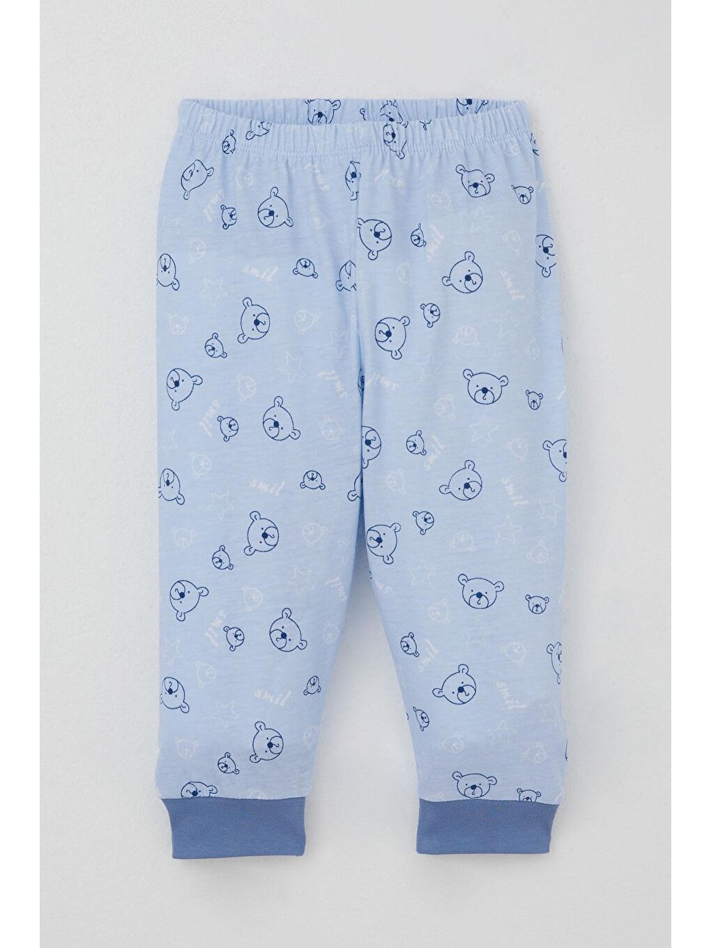 Erkek Bebek Pijama Takımı Sevimli Ayıcık Figürlü Yıldız Desenli Mavi (4 Ay-1 Yaş)-2