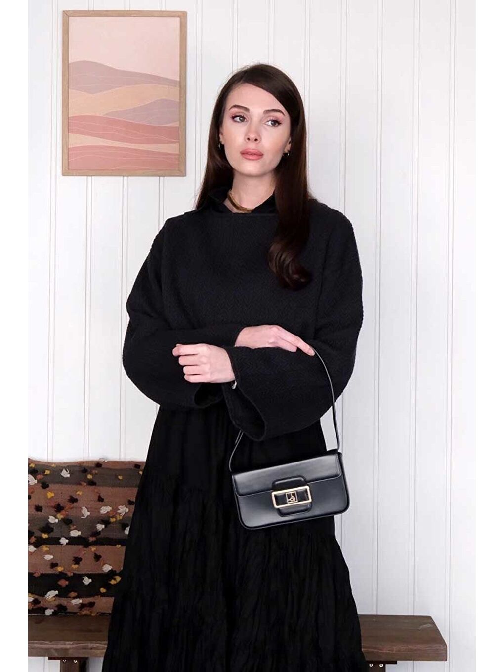 Siyah Kat Kat Kraşlı Etek-4