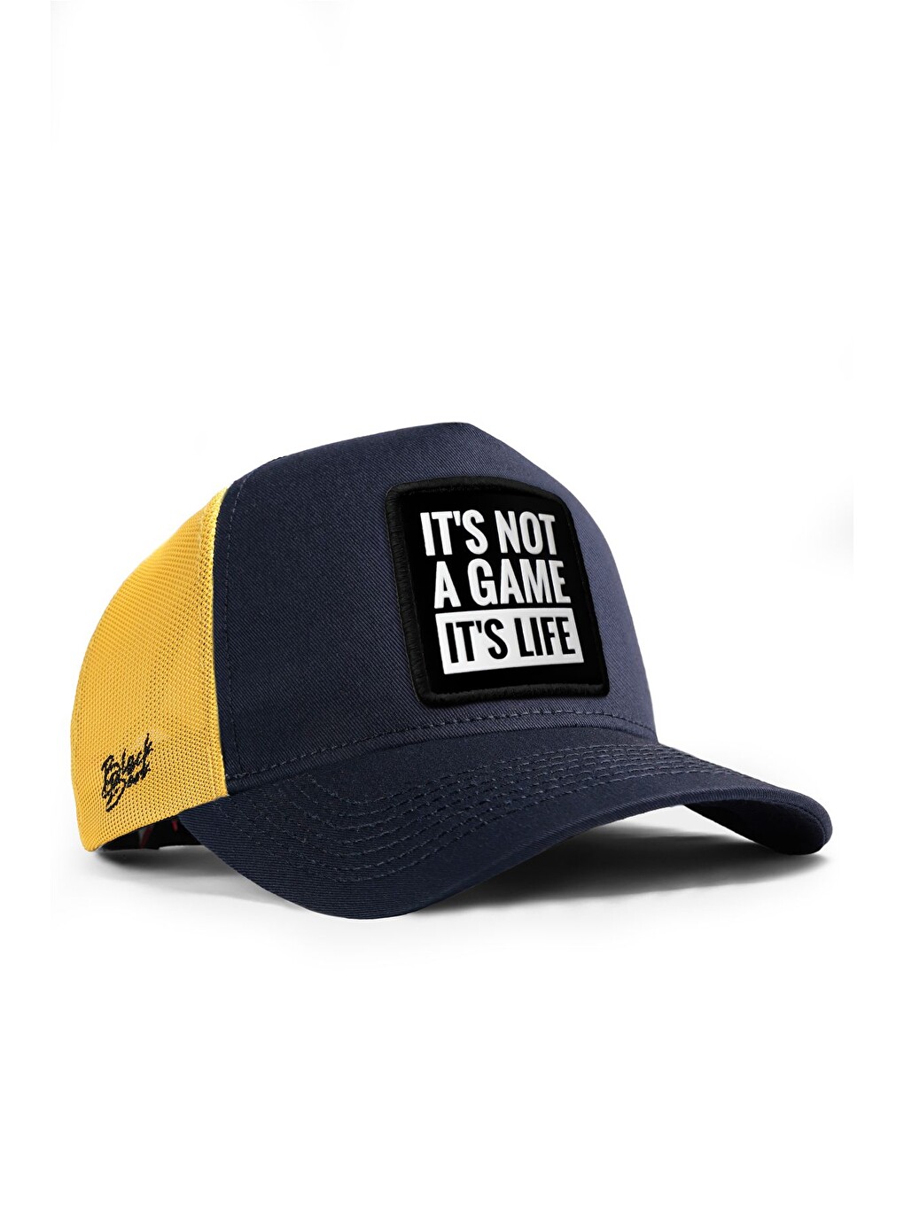 It s Not a Game It s Life Logolu Koyu Lacivert-Sarı Trucker Şapka