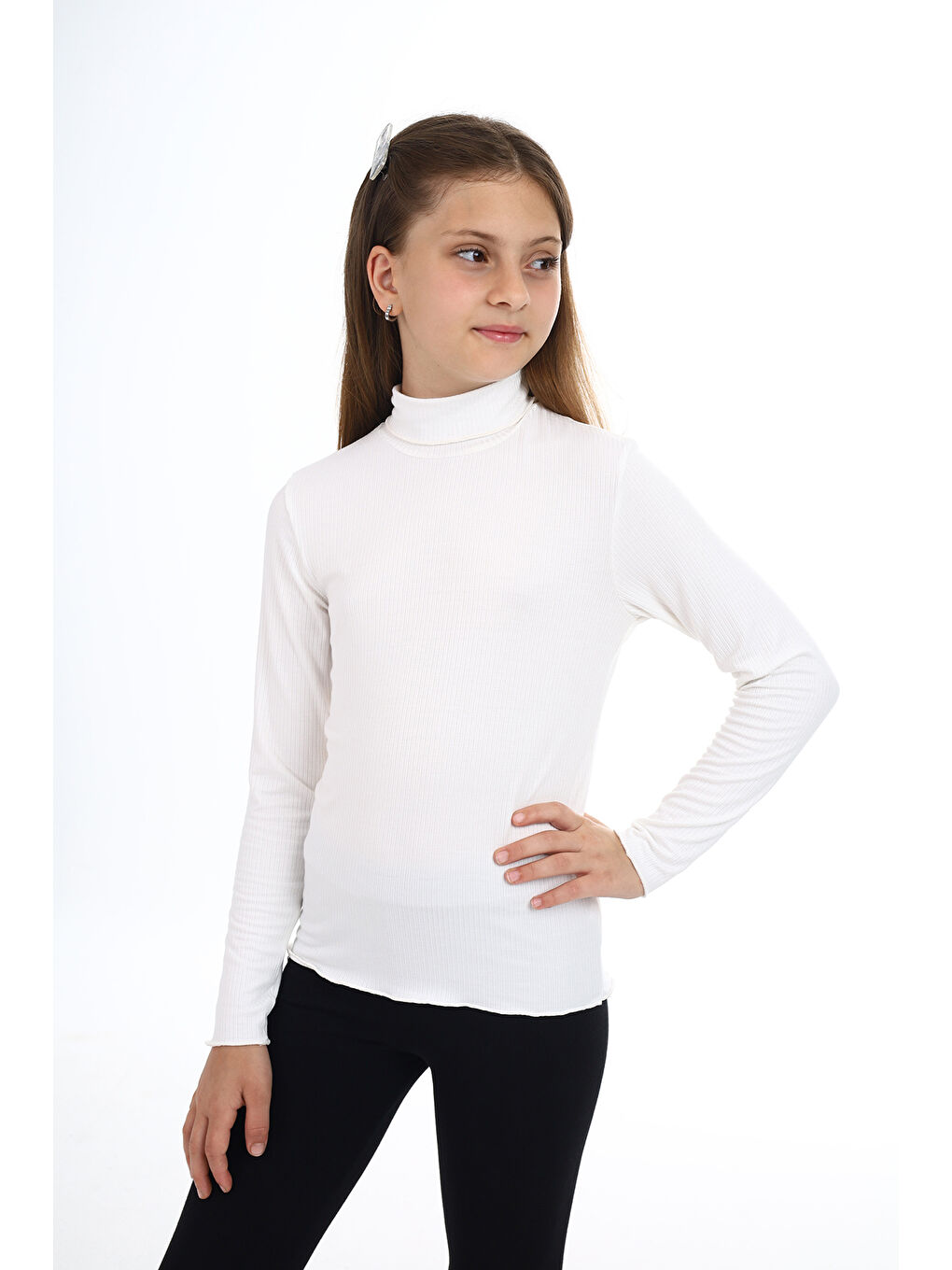 Ekru Kız Çocuk Okul Tişört-1