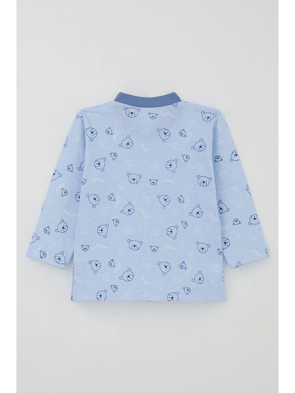 Erkek Bebek Pijama Takımı Sevimli Ayıcık Figürlü Yıldız Desenli Mavi (4 Ay-1 Yaş)-3