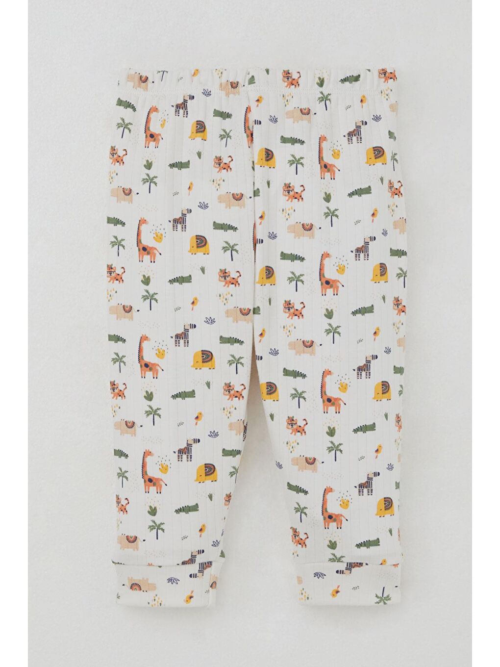 Erkek Bebek Pijama Takımı Omuzdan Patlı Bebek Hayvanat Bahçesi Ekru (4 Ay-1 Yaş)-2