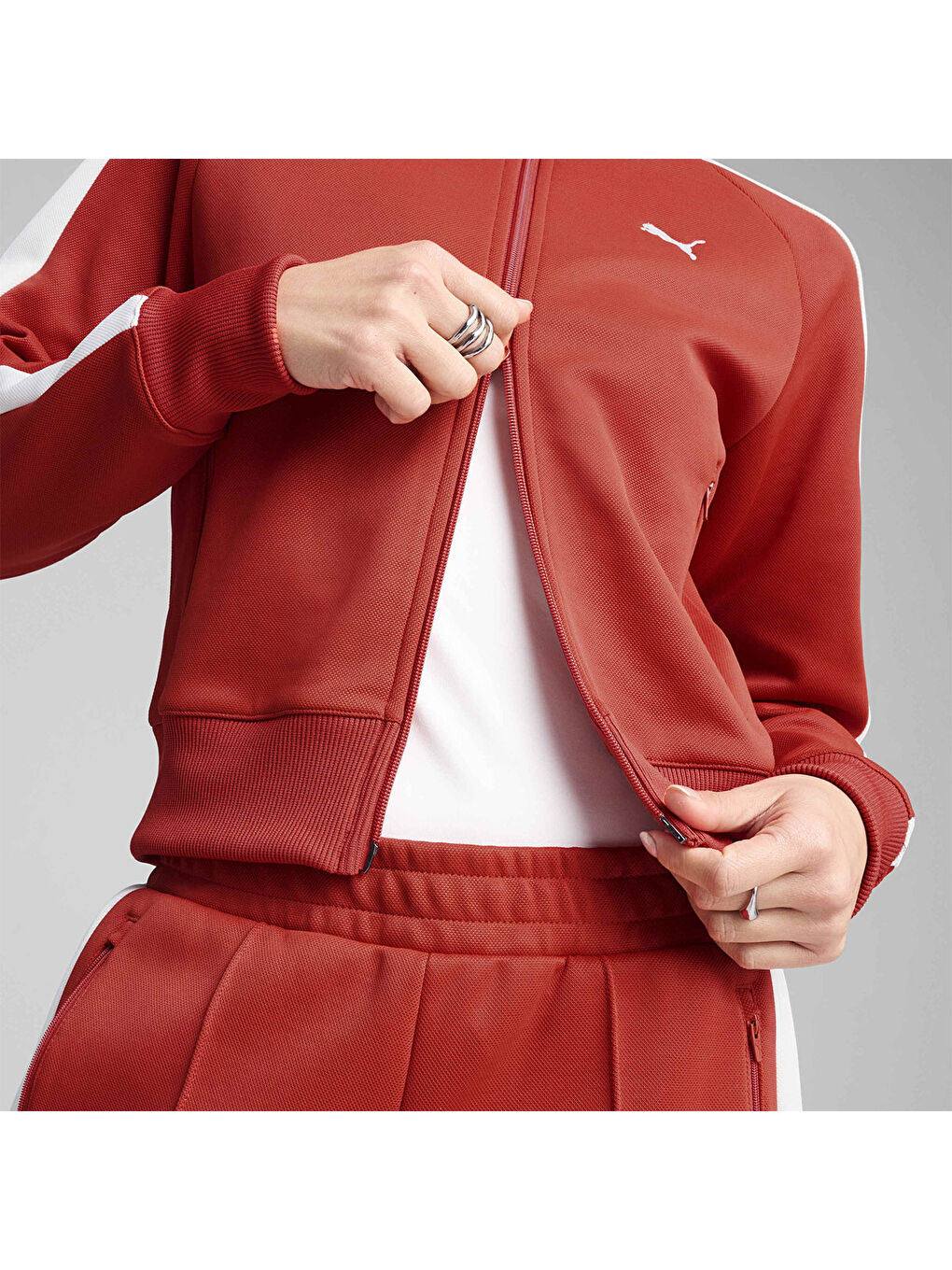 T7 Always On Track Kadın Kırmızı Dik Yaka Ceket-1