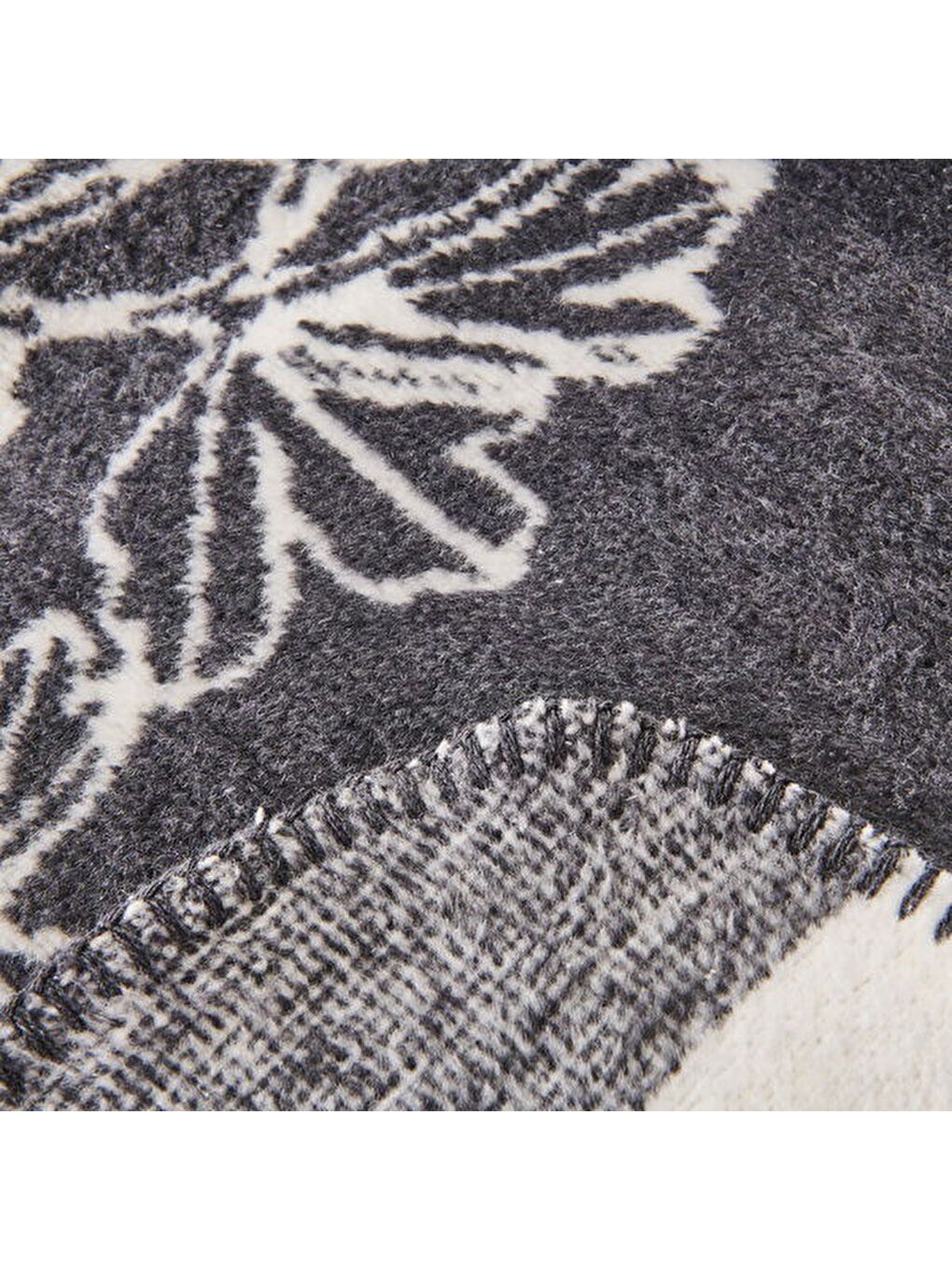 Soft Davi Pamuklu Çift Kişilik Battaniye - Ekru / Antrasit - 200x220 cm-2