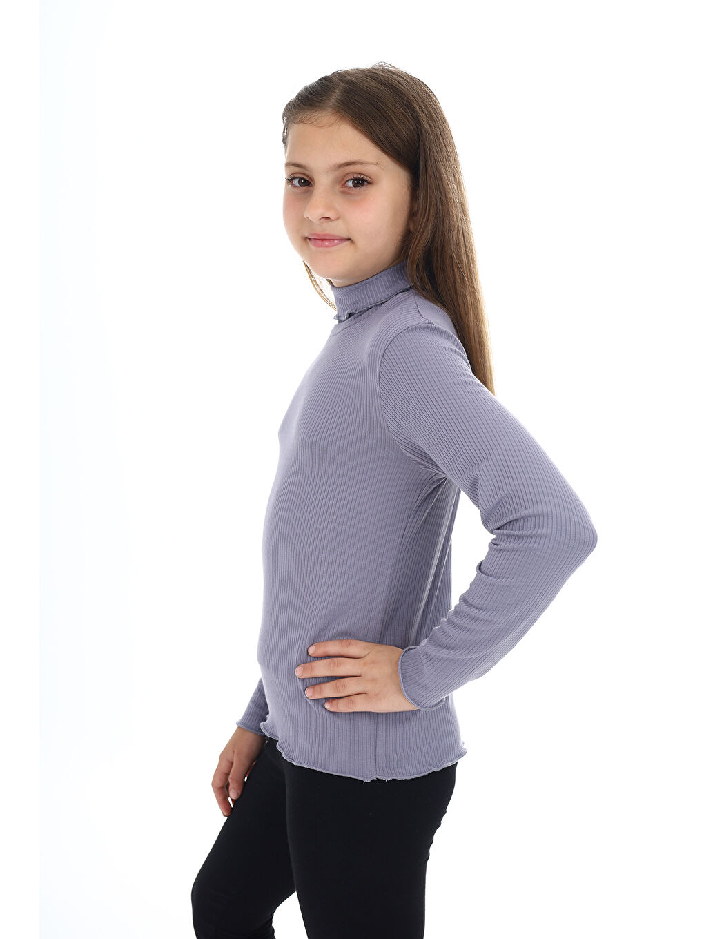 Gri Kız Çocuk Okul Tişört-1