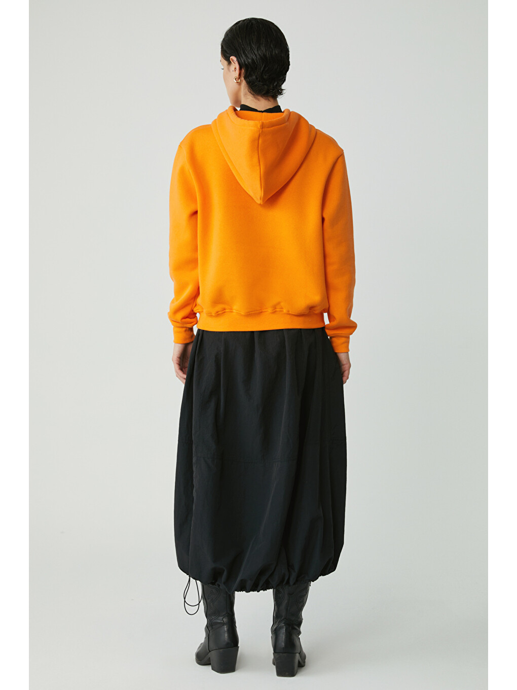 Diane Kadın İçi Polarlı Yumuşacık Comfort Fit Kapüşonlu Turuncu Sweatshirt-3