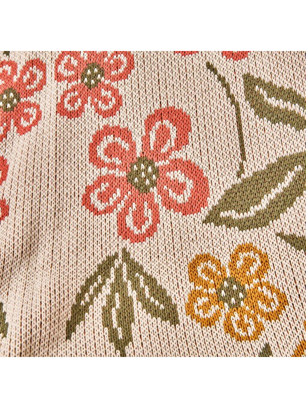 Ekru Soft Floriva Triko TV Battaniyesi - Krem - 120x160 cm-1