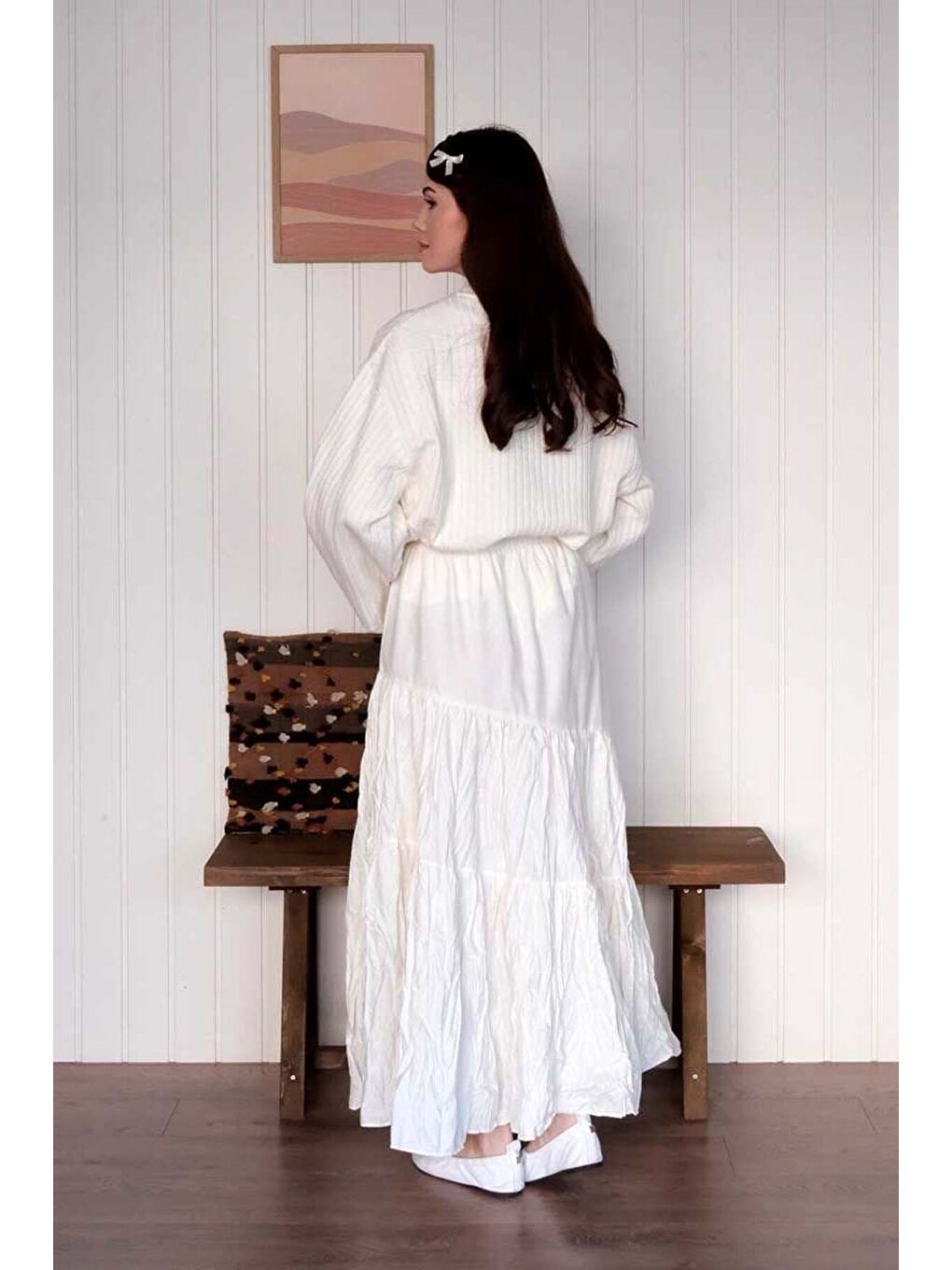 Ekru Kat Kat Kraşlı Etek-5