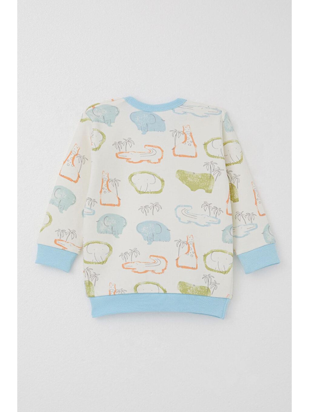 Erkek Bebek Pijama Takımı Omuzdan Patlı Safari Temalı Hayvancıklar Desenli Ekru (4-6 Ay)-2