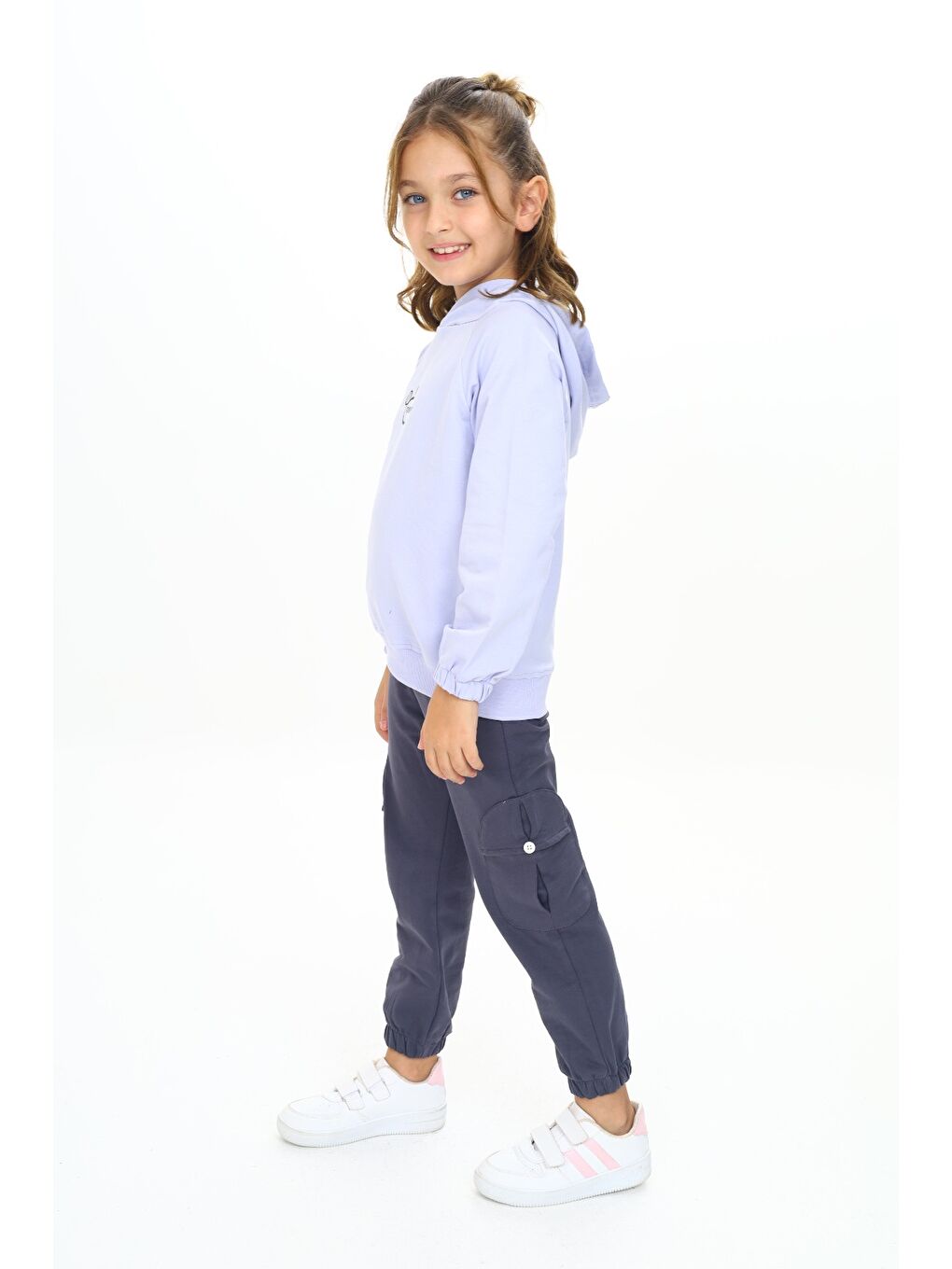 Lila Kız Çocuk Kapüşonlu Eşofman Takım-1