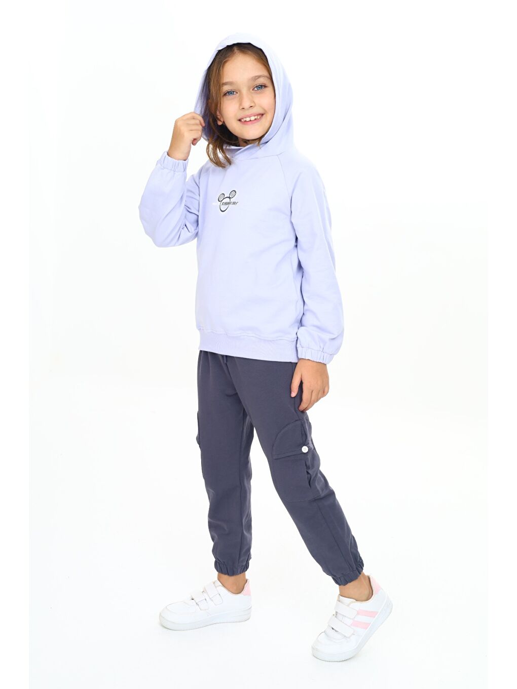 Lila Kız Çocuk Kapüşonlu Eşofman Takım-2