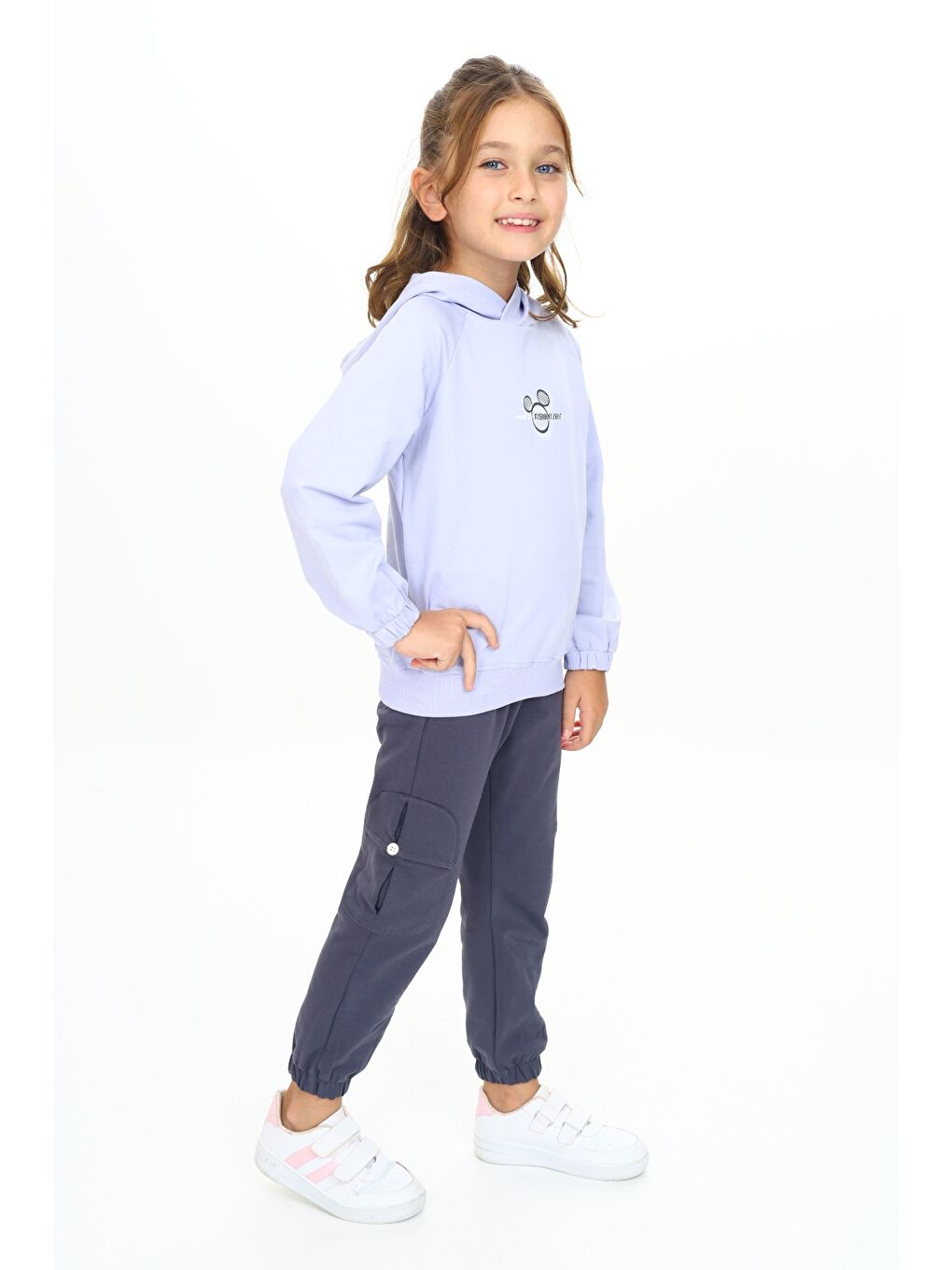 Lila Kız Çocuk Kapüşonlu Eşofman Takım-4
