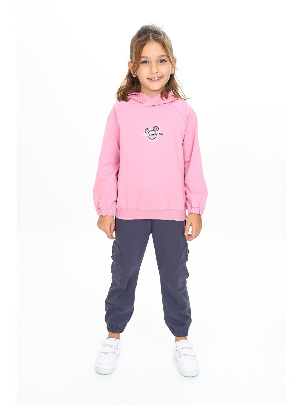 Pembe Kız Çocuk Kapüşonlu Eşofman Takım-3