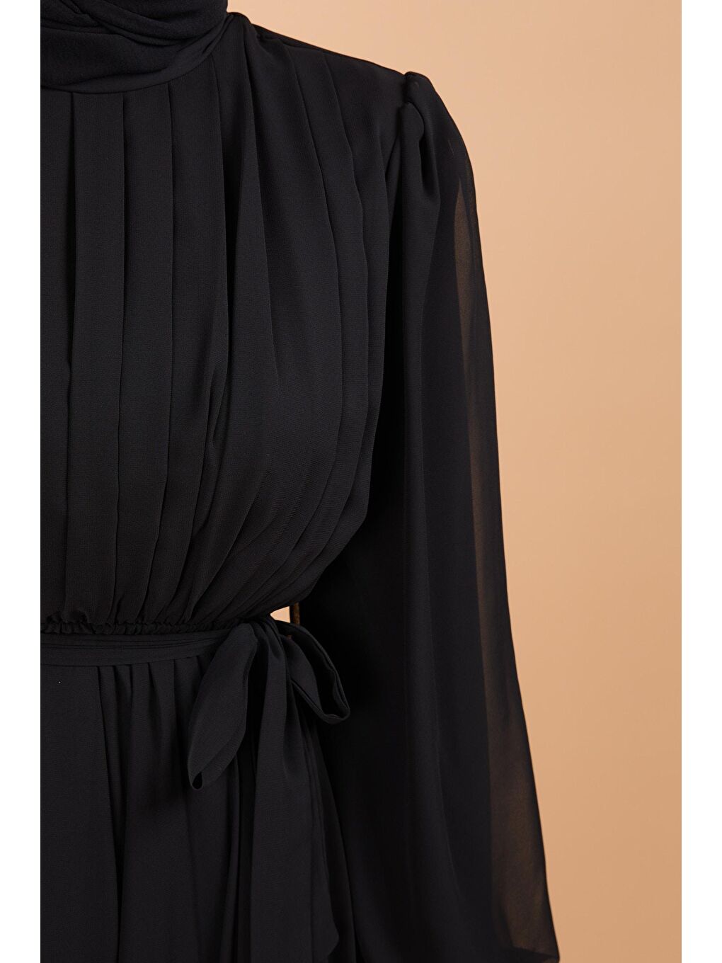 Bisiklet Yaka Kadın Siyah Elbise - 23863-4