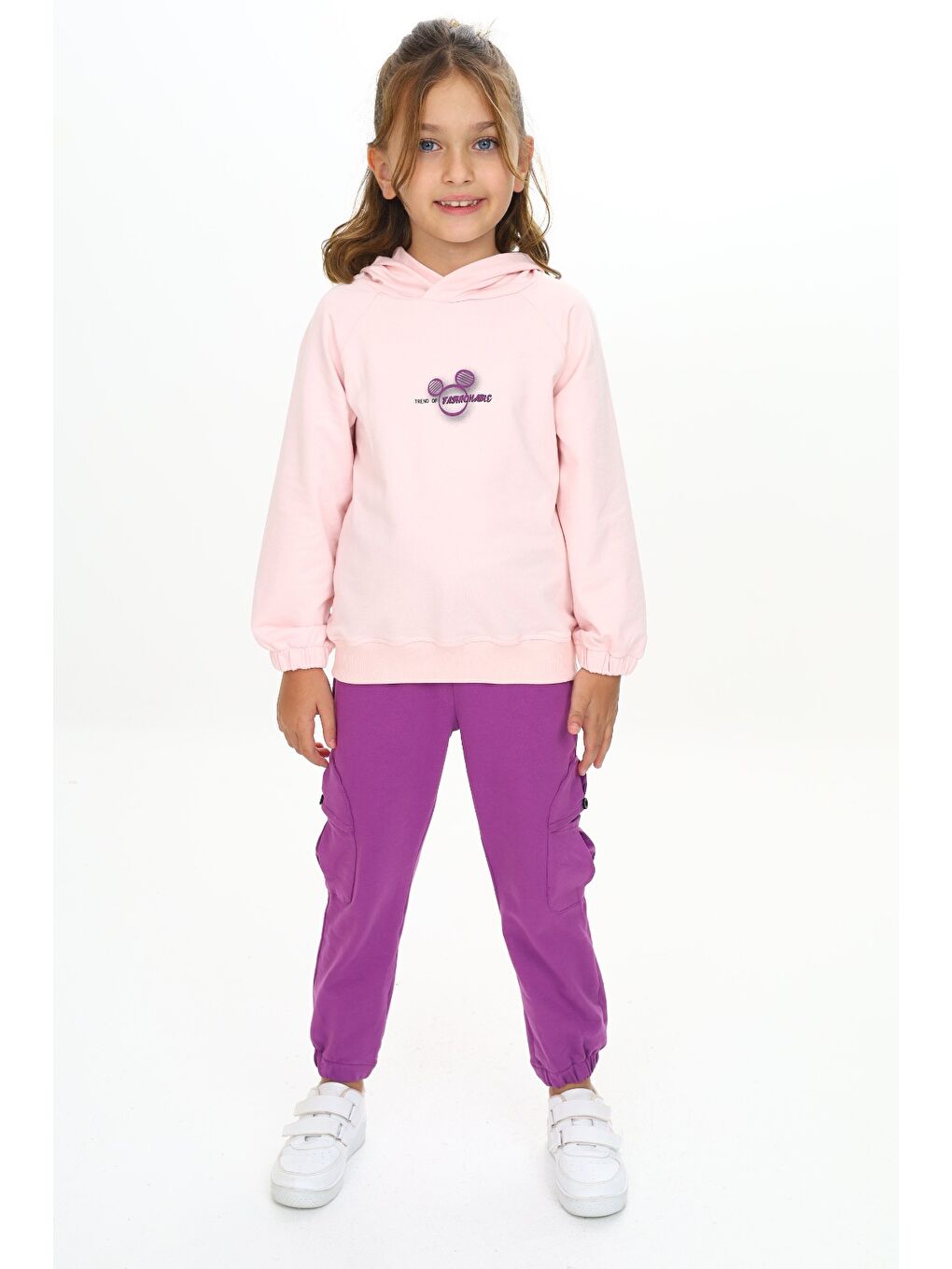 Pembe Kız Çocuk Kapüşonlu Eşofman Takım