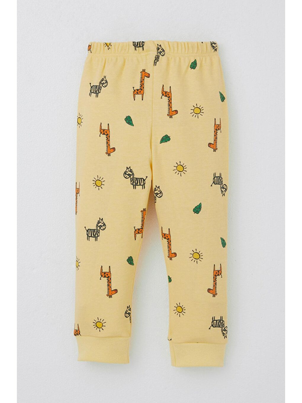 Erkek Bebek Pijama Takımı Minik Safari Temalı Hayvancık Desenli Sarı (4-6 Ay)-3