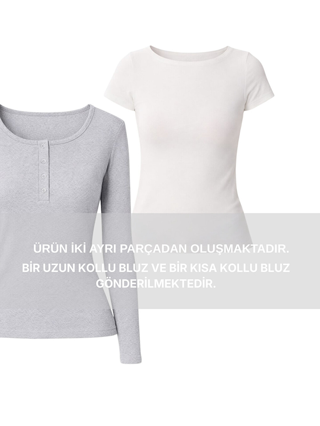 Gri Katmanlı Çıtçıtlı Fitilli Örme Bluz GRİ MELANJ LRN0030-4