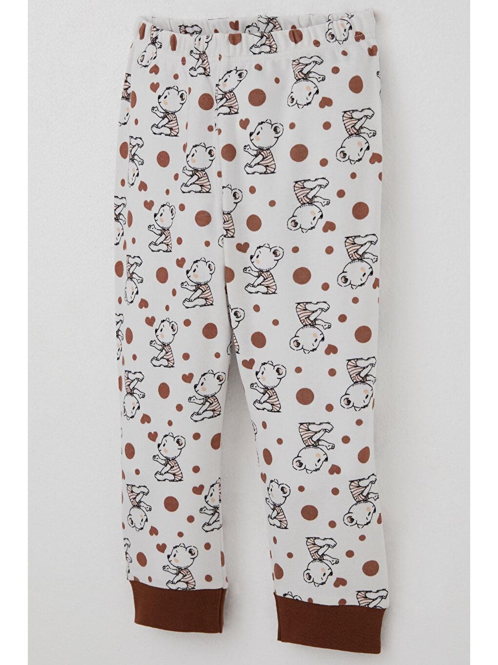 Erkek Bebek Pijama Takımı Bebek Sevimli Ayıcık Desenli Ekru (4 Ay-1 Yaş)-2