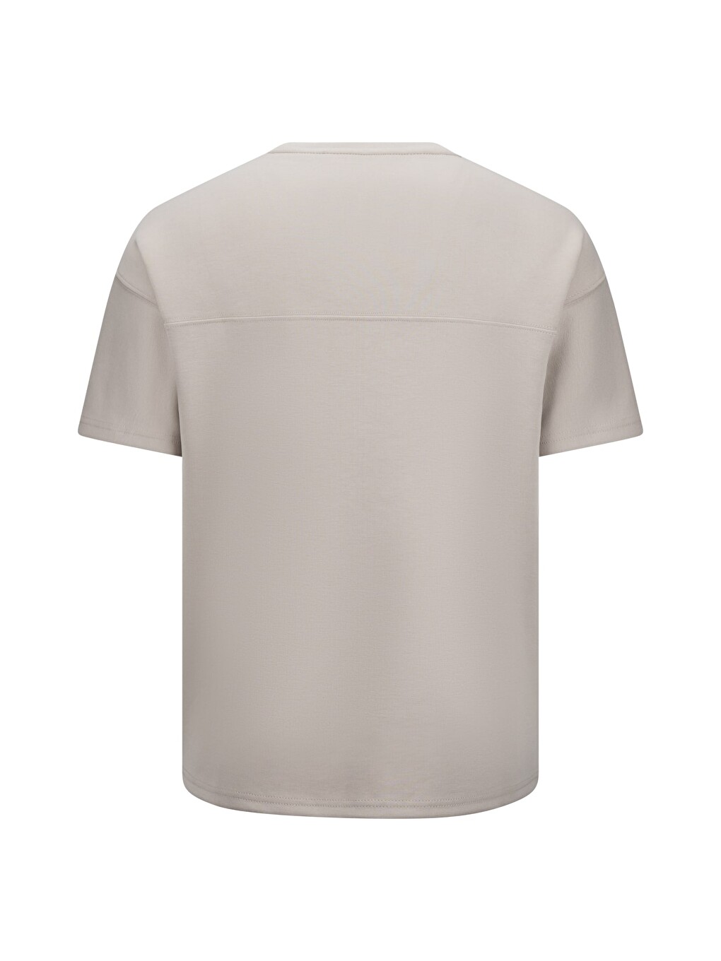 Bej Regular Fit Bisiklet Yaka Oversize Tişört-1
