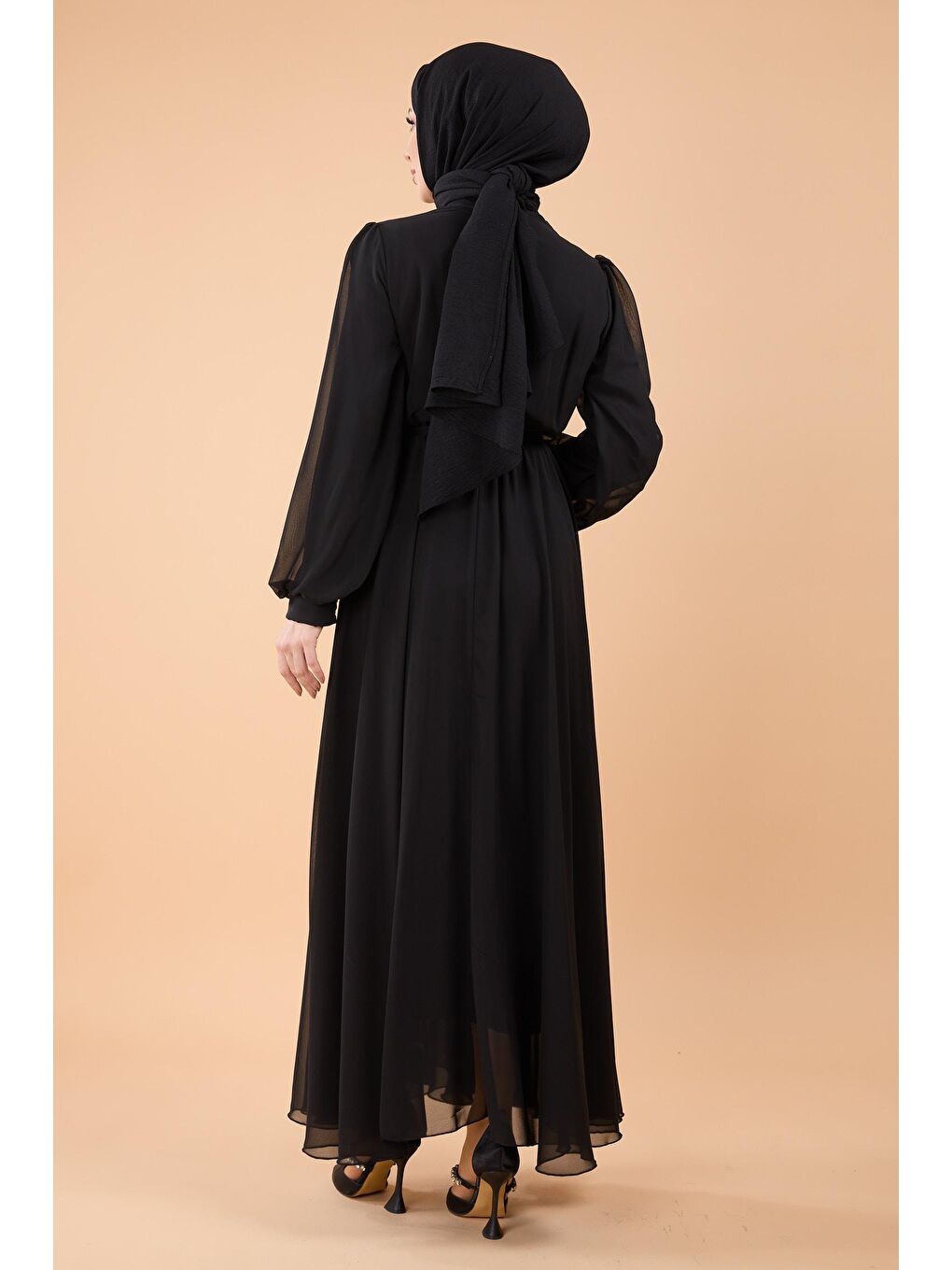 Bisiklet Yaka Kadın Siyah Elbise - 23863-5