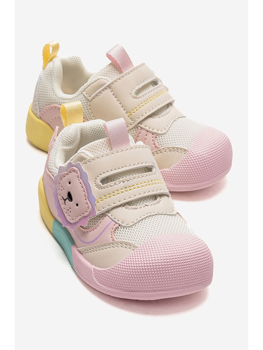Unisex Bebek Bej Pembe Günlük İlk Adım Ayakkabı