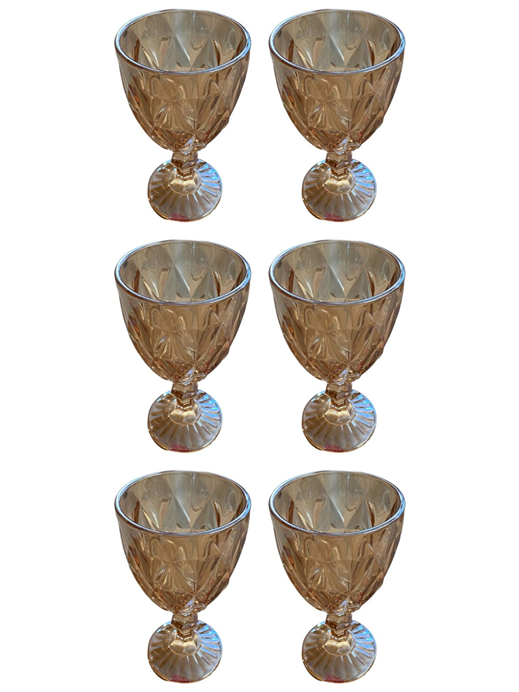 Ekru Rose Gold Cam Bardak Seti 6 Adet