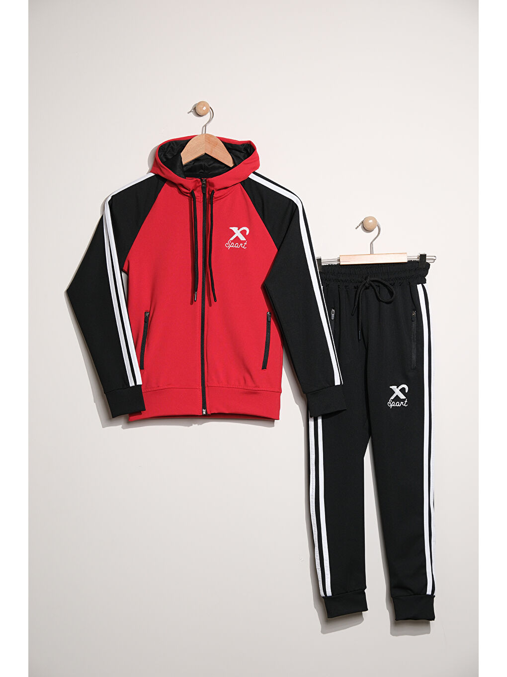 Kırmızı Unisex Dalgıç Kumaş Spor  Çocuk Eşofman Takımı ESF.2525