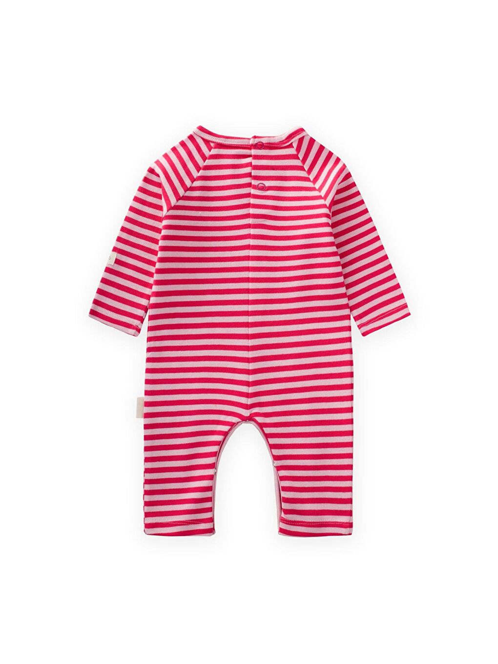 Pembe Çizgili Triko Tulum 0-3 Yaş Pudra Mercan-1