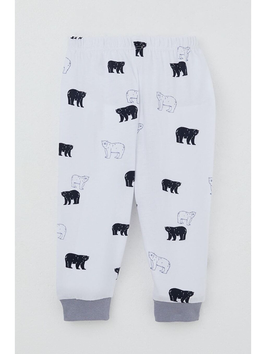 Erkek Bebek Pijama Takımı Omuzdan Patlı Sevimli Kutup Ayıcığı Desenli Beyaz (4 Ay-1 Yaş)-1