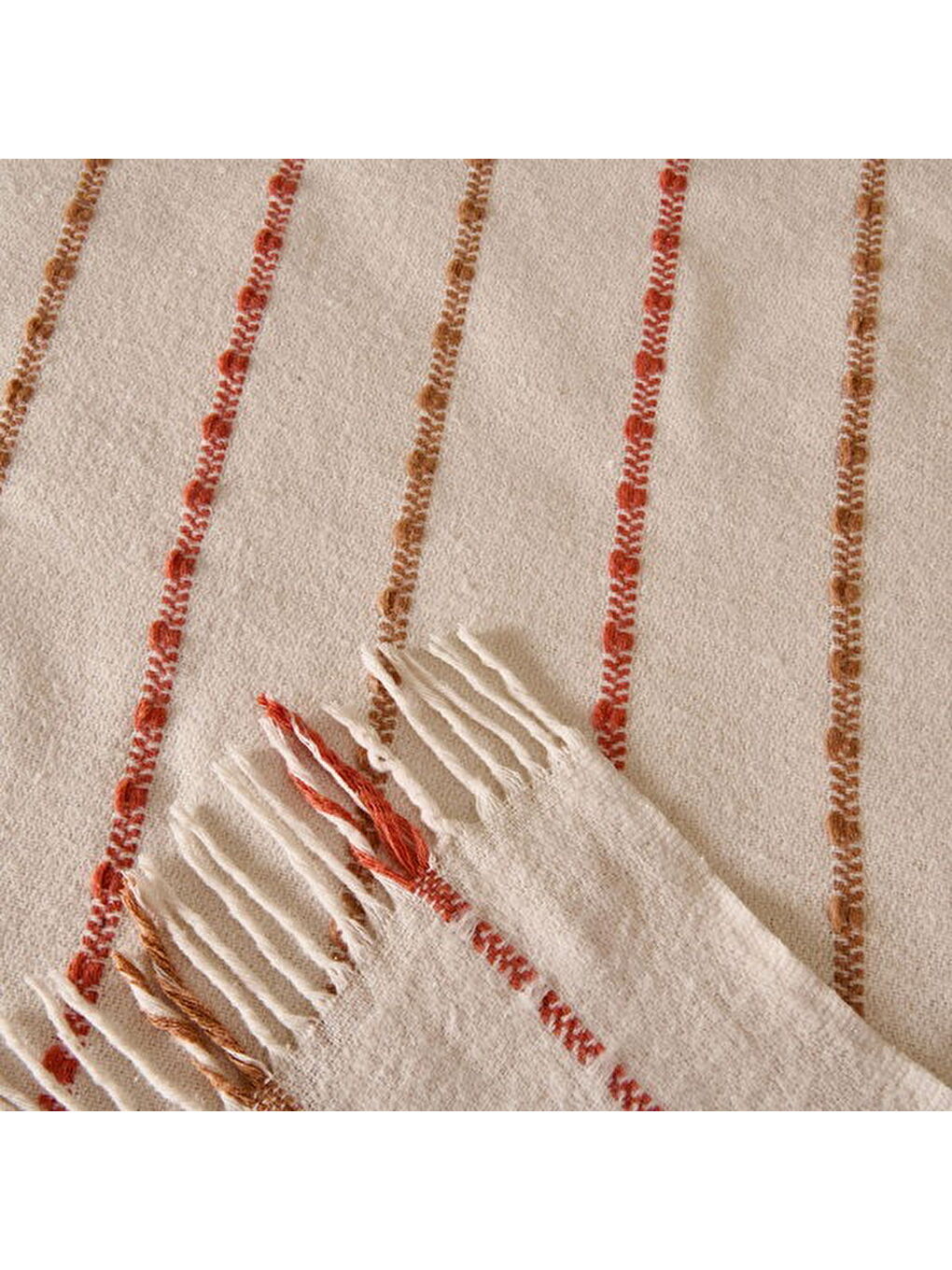 Ekru Soft Elvia Pamuklu Çift Kişilik Battaniye - Krem - 200x220 cm-2